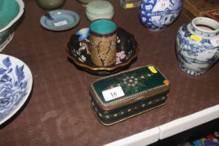 An enamel decorated trinket box AF; a cloisonné de