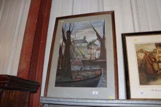 D. Waters, framed and glazed watercolour depicting