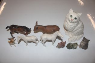 A Beswick model cat AF; various other Beswick orna