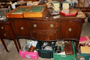 A mahogany serpentine fronted sideboard and a slat