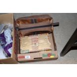 A box containing vintage cigar boxes and a men's F