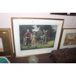 Lawrence Josset, pencil signed golfing print "The