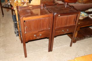 A pair of mahogany tray topped tambour fronted bed