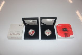 Two Royal Mint Remembrance Day silver crowns 2015