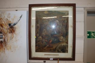 A framed and glazed print "The Indian Frontier War