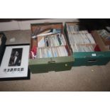 Two boxes containing various post-cards, other eph