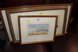 J. Cotton, three watercolour studies depicting loc