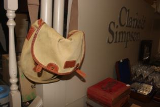 A Barbour leather and canvas bag