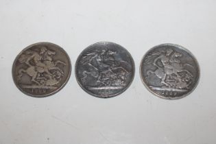 Three silver Victorian crowns