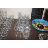 A collection of Tudor crystal glasses, sundae dish