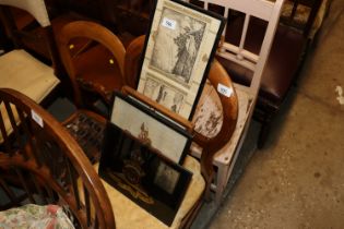 A quantity of WWII framed tapestries etc.