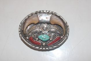 A large Navajo Sterling silver coral, turquoise an