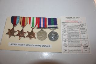 G.S.M. Malaya group of five medals to K. Jackson R