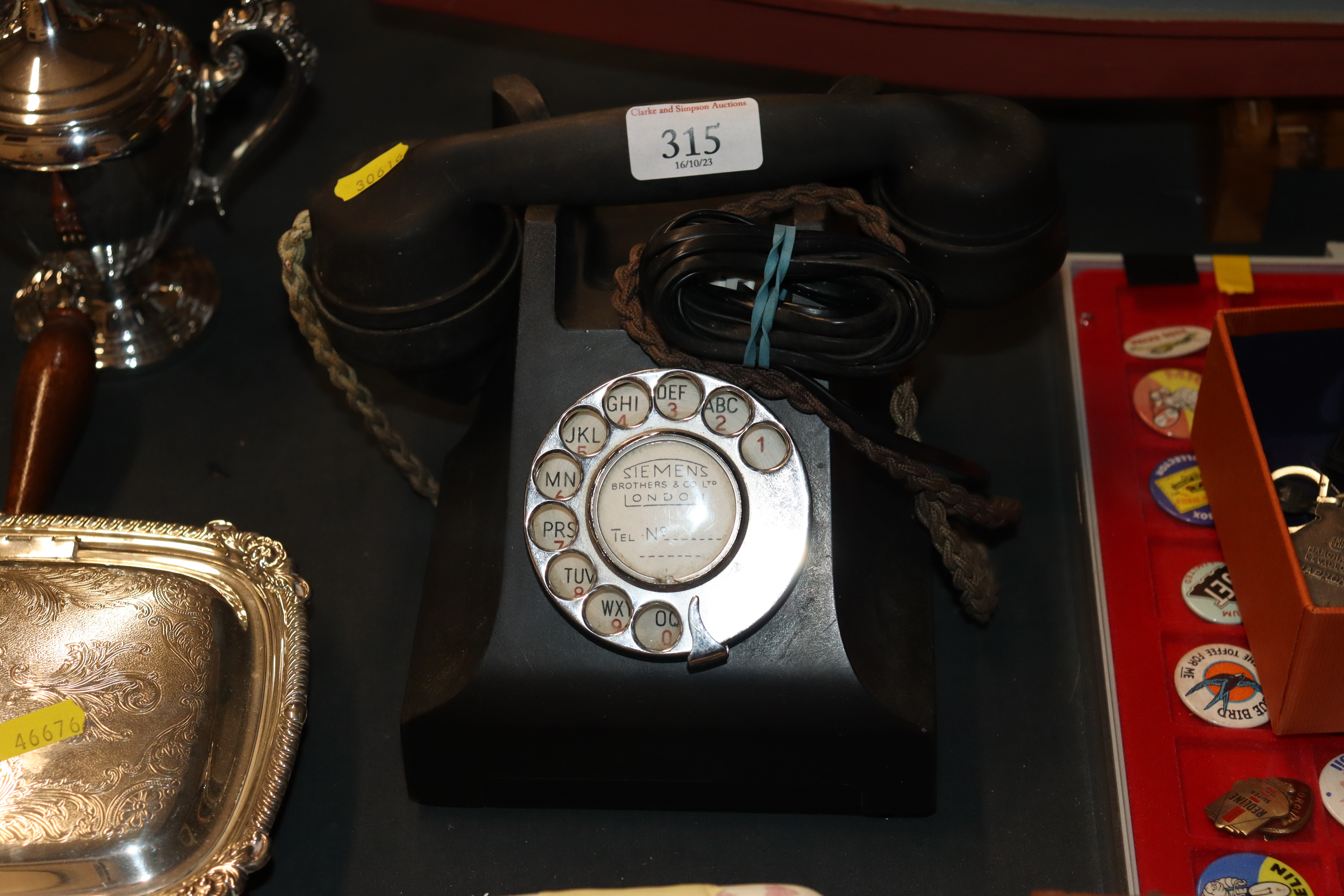 A vintage rotary dial telephone