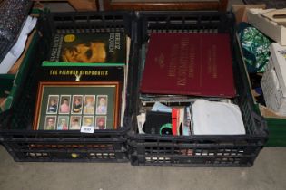 Two boxes containing various records and a framed