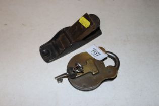 A Squire Old English padlock and key together with