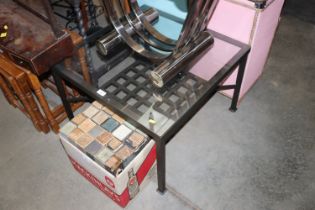 A modern glass topped table