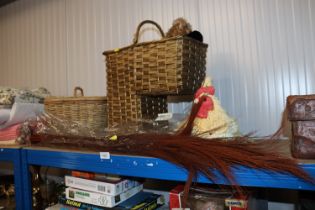 A wicker stair basket together with a wicker picni