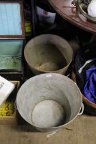 Two galvanized twin handled tubs