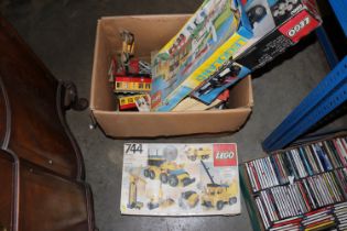 A box containing various Lego