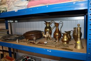 A collection of various metal ware to include bras