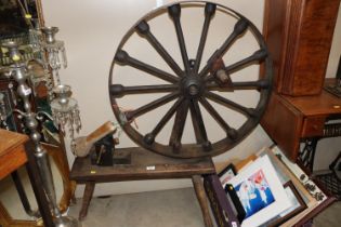 A Great Wheel type spinning wheel and some accesso