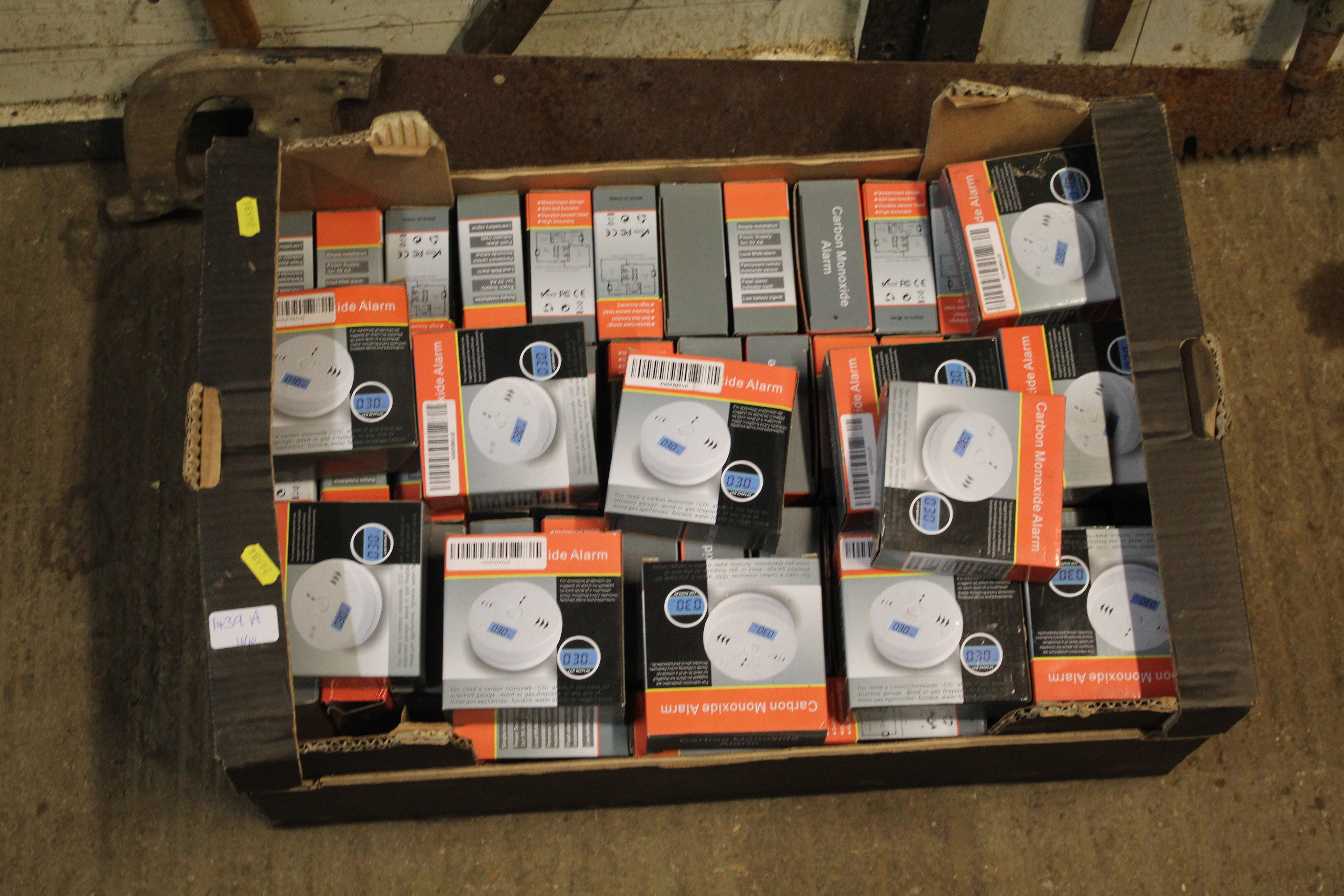 A quantity of carbon monoxide alarms, as new