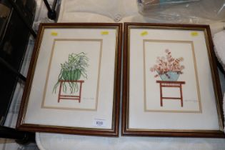 Two watercolour still life studies by M Baker