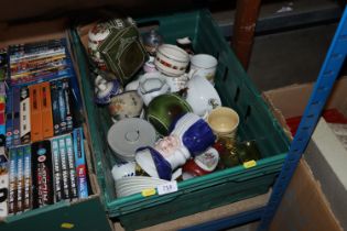 A box containing various china to include Saddler