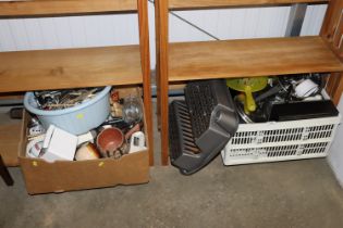 Two boxes containing various kitchenalia including