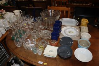 A collection of various table glass ware and vario