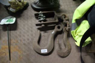 Two vintage iron hooks