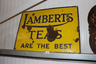 An enamel 'Lambert's Teas Are The Best' advertisin