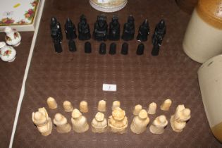 A plaster chess set