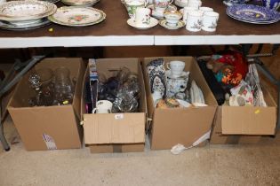 Four boxes of various sundry glass and china etc.