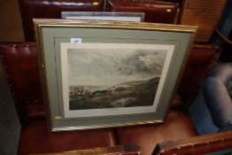 A framed and glazed print, "Coursing"