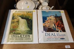 Two unframed railway prints "Deal and Walmer" and