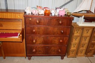 19th Century mahogany chest fitted two short over