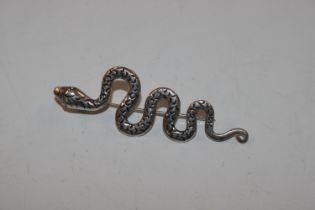 A Sterling silver serpent brooch