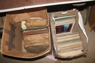 Two boxes of LP records and 78's