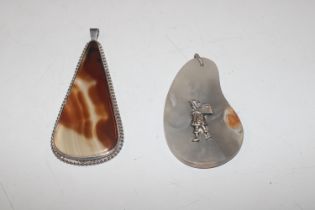 A large Sterling silver and agate pendant and one