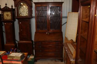 A Georgian mahogany bureau bookcase, approx. 100cm