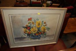 A framed and glazed still life study and a P.W. Jo