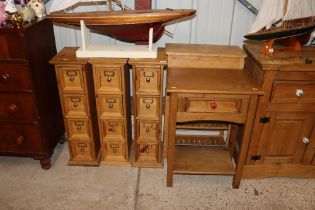 A pine bedside table fitted single drawer; and thr