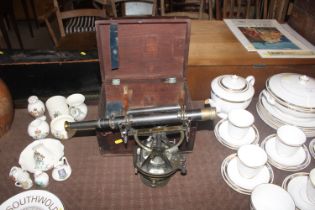 An Andrew & Sons theodolite with mahogany box