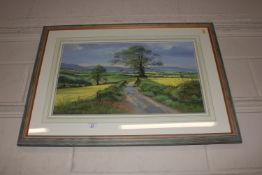 A pastel study of a country lane, signed "Watkin"