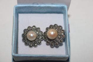 A pair of vintage Sterling silver and cultured pea