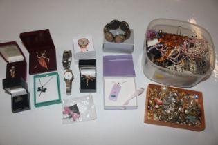 Two boxes of various costume jewellery including n