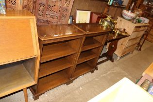 A pair of reprodux oak open fronted bookcases