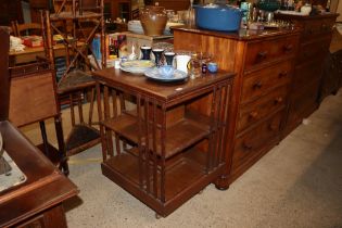 An oak revolving bookcase